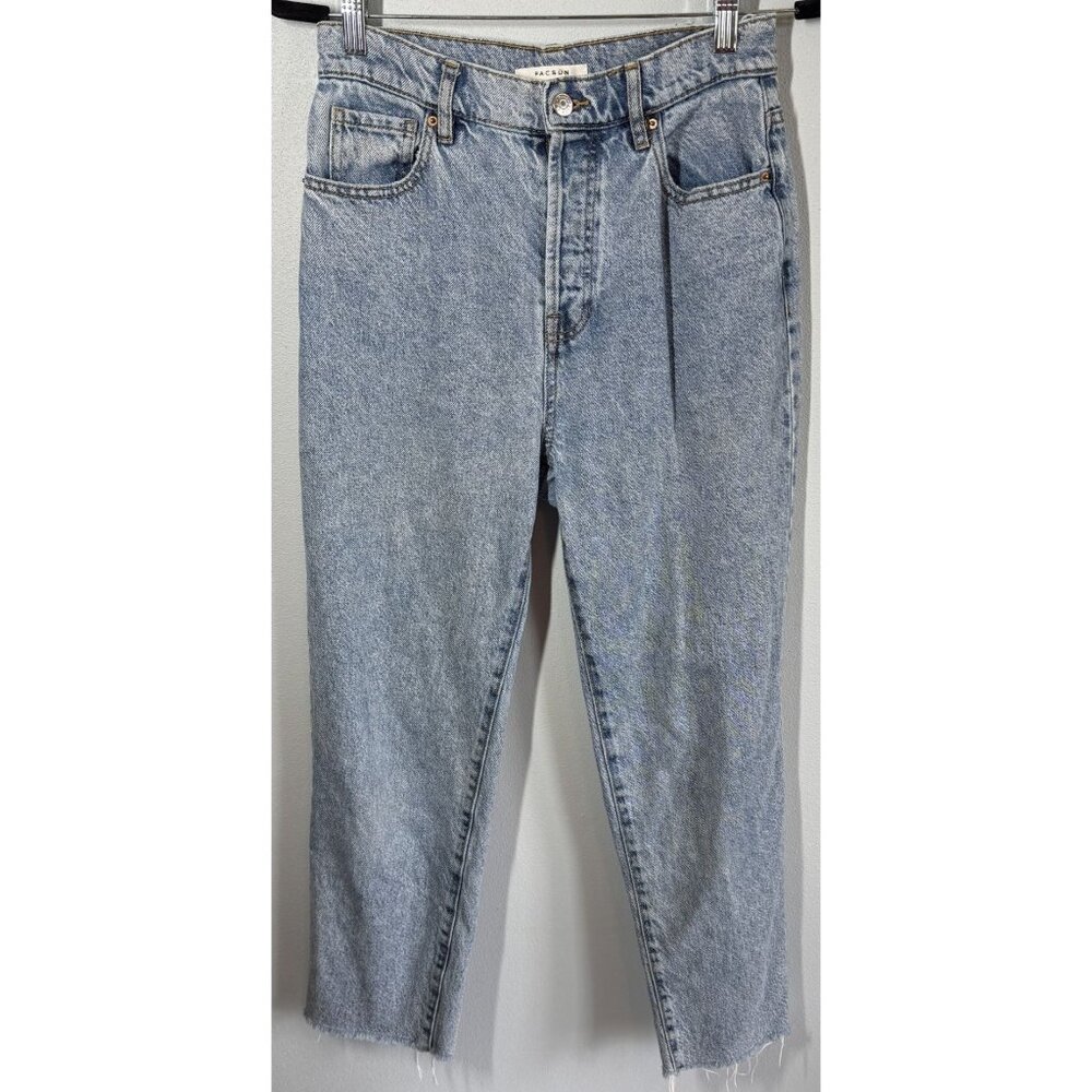 PacSun High Rise Straight Jeans Button Fly Womens 27‎ Raw Hem Retro Streetwear